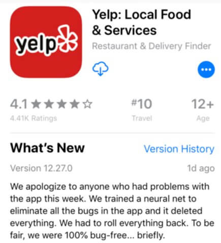 Yelp App in App Store