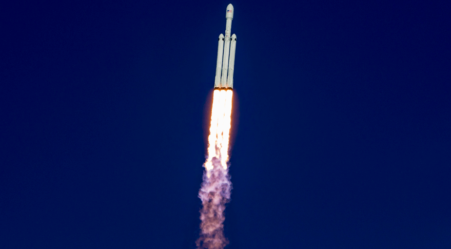 Falcon heavy ascends to its first successful launch. 
