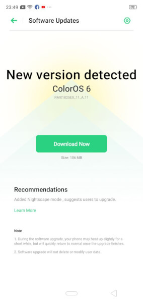 Realme 3 Coloros update