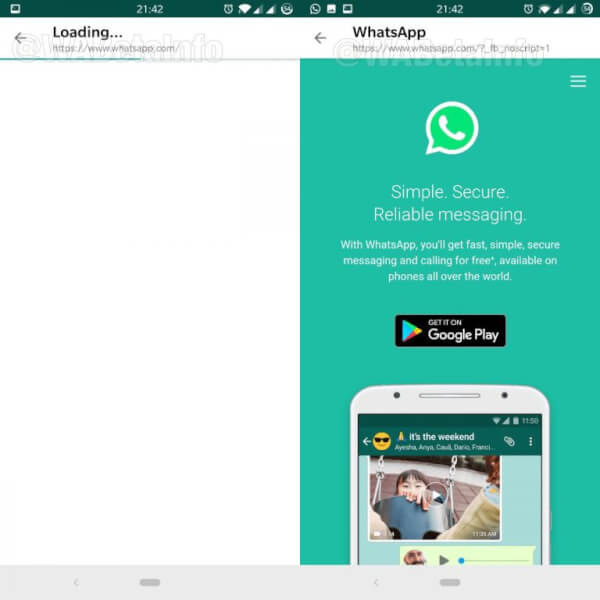 Whatsapp in app browser