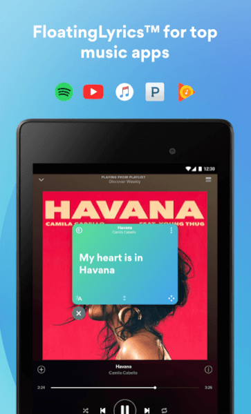 musixmatch lyrics and music player support