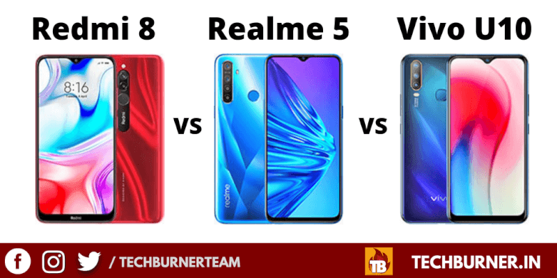 Redmi 8 vs Realme 5 vs Vivo U10