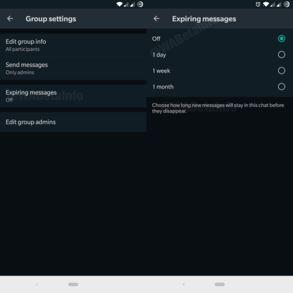 Whatsapp Expiring Messages