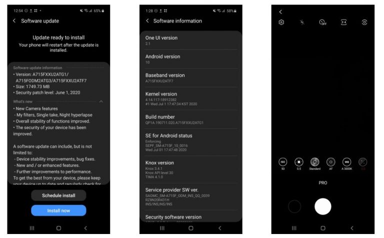 samsung galaxy a71 one ui 2.1