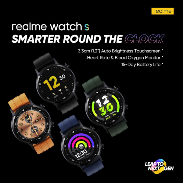 realme watch s,realme watch s leaks, realme watch s launch date in India, realme watch s price in India, realme watch s features