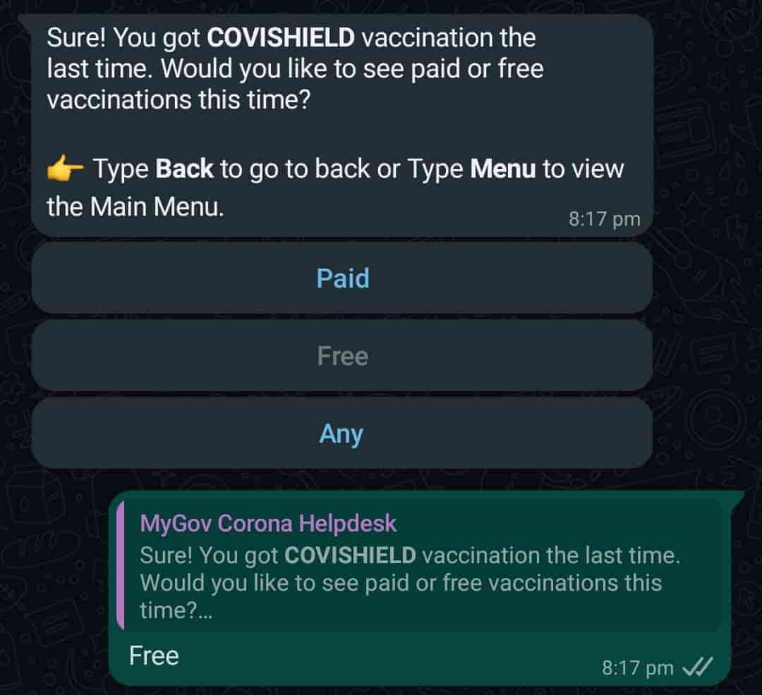 how to book covid 19 vaccine appointment on whatsapp, book covid 19 vaccine appointment from whatsapp, book vaccine appointment, how to book covid vaccine appointment, covid 19, covishield, how to book covid vaccination appointment from whatsapp, whatsapp vaccination appointment