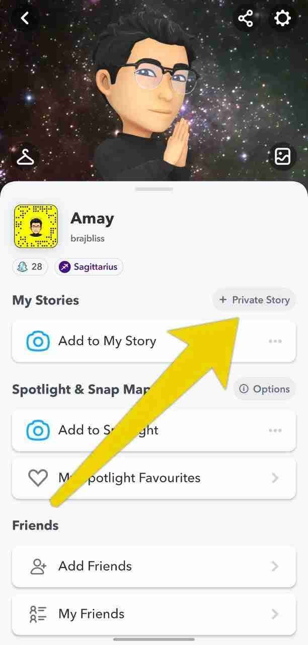snapchat profile section, Private Snapchat Story, how To Make a Private Story on Snapchat, Make a Private Story on Snapchat, Private Story on Snapchat
