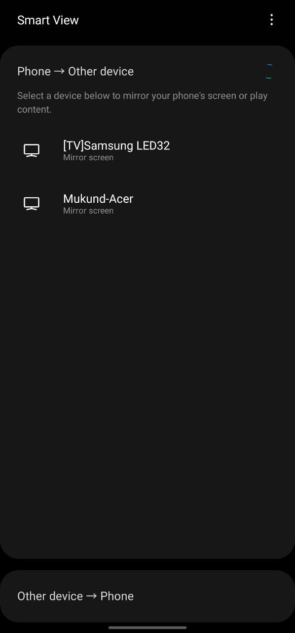 Screen mirroring android to tv