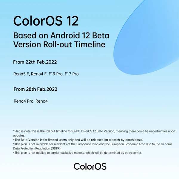 Oppo ColorOS12 Android 12 beta update