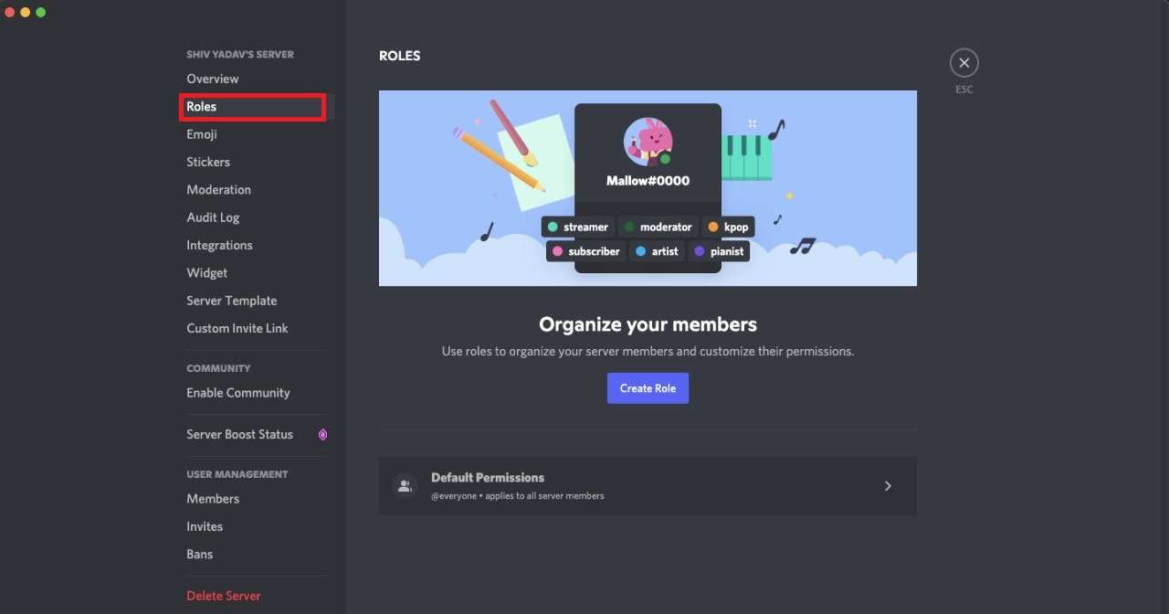 how to create new role on discord