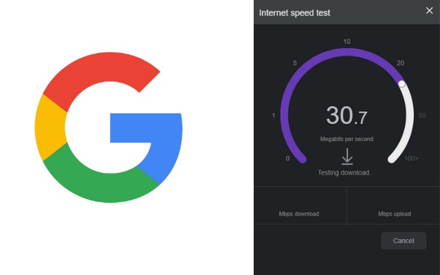 internet speed test via google homepage