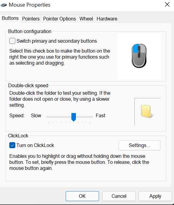 How to turn off clicklock in windows