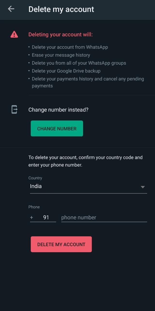 how to permanently delete whatsapp account